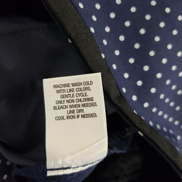 Roz & Ali Womens Pants Size 2 Avg Ankle Blue White Polka Dot Classic Fit Pockets - Picture 12 of 12